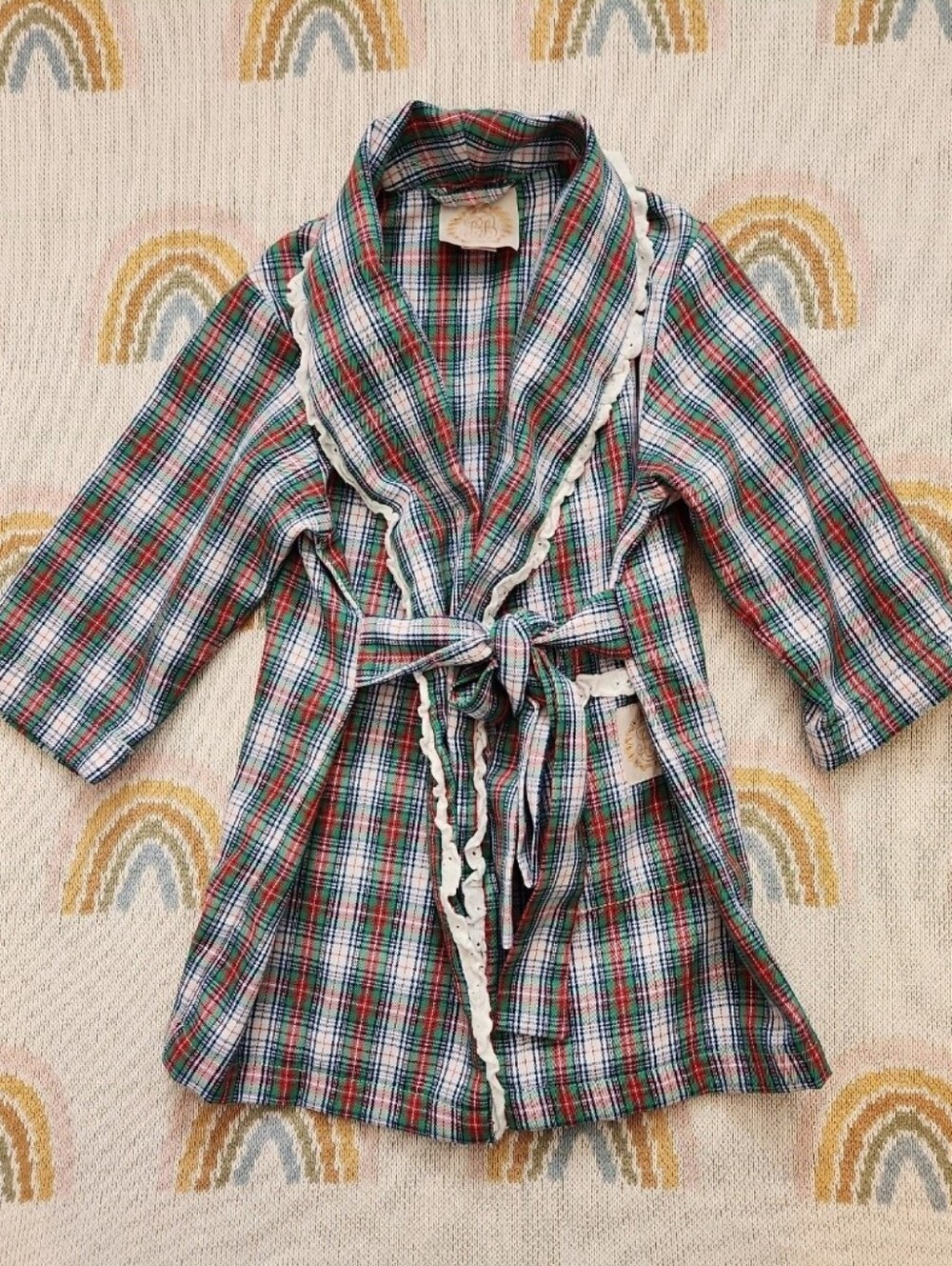 The Beauforr Bonnet Company 3t Christmas Plaid Robe  Smocked Brand